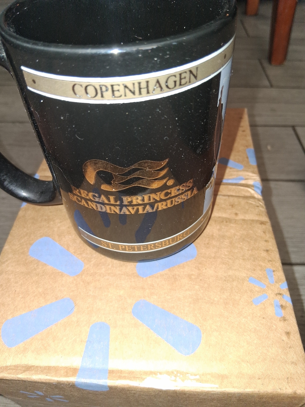 Regal Princess Black Ceramic Mug with Gold Accents